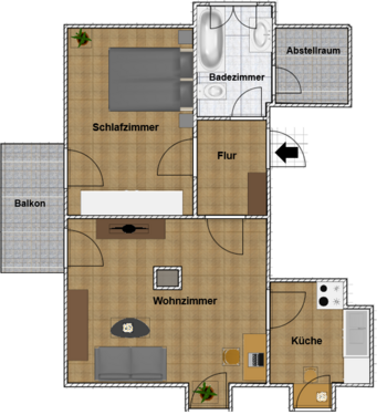 Foto - Wohnung zum Kaufen in Passau 150.000,00 € 47 m²