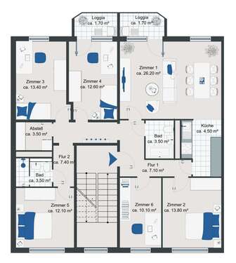 Foto - Wohnung zum Mieten in Zwickau 682,55 € 124.1 m²