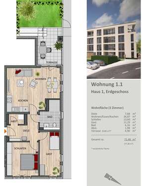 Foto - Wohnung zum Kaufen in Bergisch Gladbach 424.900,00 € 72.48 m²