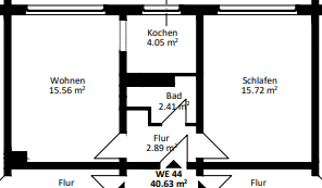 Foto - Wohnung zum Mieten in Magdeburg 305,00 € 40.63 m²