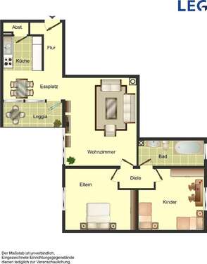 Foto - Wohnung zum Mieten in Düsseldorf 829,00 € 75.28 m²