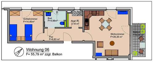 Foto - Wohnung zum Mieten in Dortmund 1.176,20 € 58.81 m²