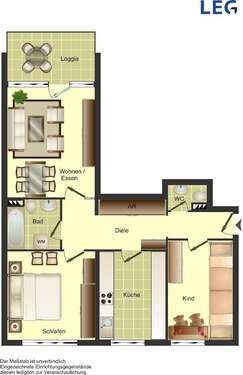 Foto - Wohnung zum Mieten in Düsseldorf 441,55 € 77.29 m²