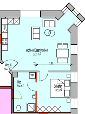 Foto - Wohnung zum Mieten in Bad Mergentheim 822,97 € 59.42 m²