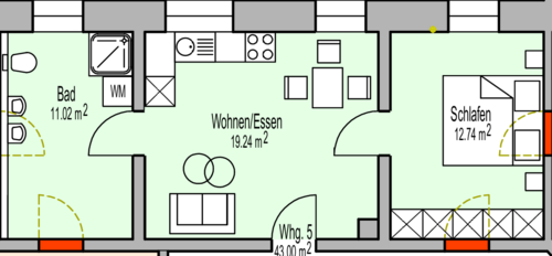 Foto - Wohnung zum Mieten in Bad Mergentheim 595,55 € 43 m²