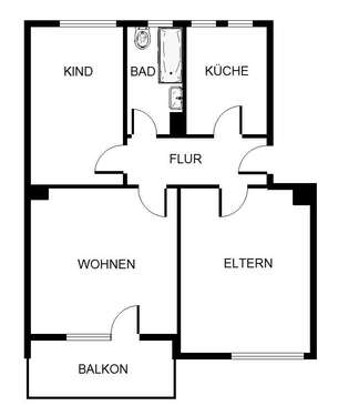 Foto - Wohnung zum Mieten in Gelsenkirchen 419,00 € 58.86 m²