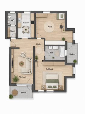 Foto - Wohnung zum Kaufen in Hildrizhausen 319.000,00 € 86 m²