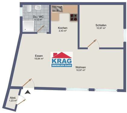 Foto - Wohnung zum Mieten in Dautphetal 340,00 € 50 m²