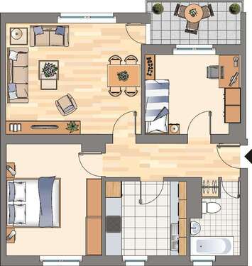Foto - Wohnung zum Mieten in Dortmund 502,00 € 64.54 m²