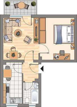 Foto - Wohnung zum Mieten in Dortmund 416,00 € 45.12 m²