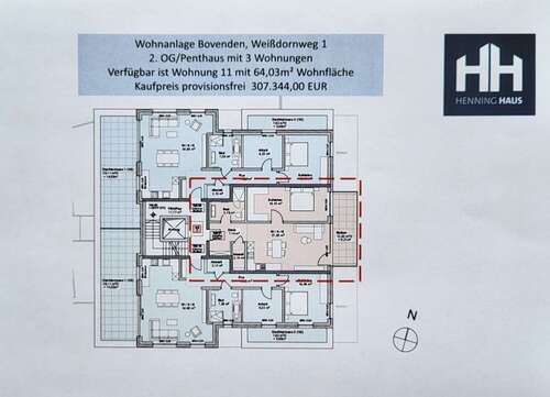 Foto - Wohnung zum Kaufen in Niedersachsen - Bovenden 307.344,00 € 64.03 m²
