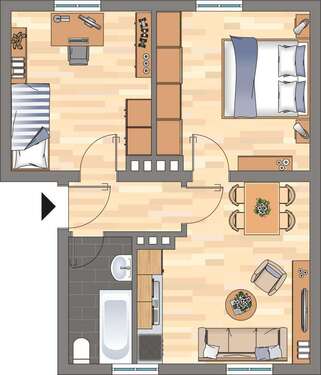Foto - Wohnung zum Mieten in Wilhelmshaven 399,00 € 60.26 m²