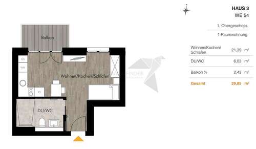 Foto - Wohnung zum Mieten in Chemnitz 403,00 € 29.85 m²
