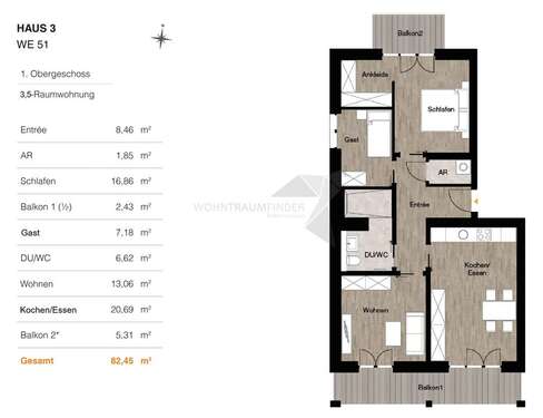 Foto - Wohnung zum Mieten in Chemnitz 1.175,00 € 82.45 m²
