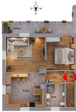 Foto - Wohnung zum Kaufen in Roßhaupten 167.500,00 € 47 m²