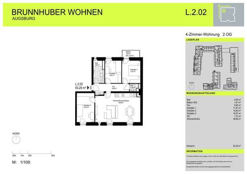 Foto - Wohnung zum Mieten in Augsburg 1.695,00 € 93.29 m²