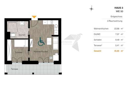 Foto - Wohnung zum Mieten in Chemnitz 654,00 € 45.85 m²