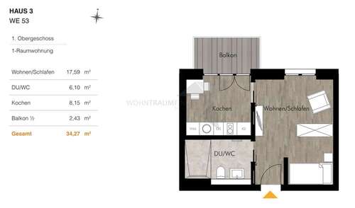 Foto - Wohnung zum Mieten in Chemnitz 496,00 € 34.27 m²