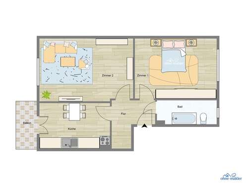 Foto - Wohnung zum Kaufen in Berlin 227.980,00 € 57.45 m²