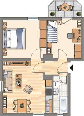 Foto - Wohnung zum Mieten in Dortmund 431,00 € 51.74 m²