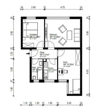 Foto - WG-Zimmer in Frankfurt am Main 840,00 € 18 m²