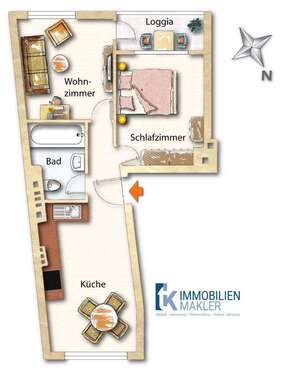 Foto - Wohnung zum Mieten in Kassel Wehlheiden 475,00 € 45.65 m²