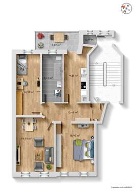 Foto - Wohnung zum Kaufen in Leipzig-Schleusig 290.000,00 € 85.5 m²