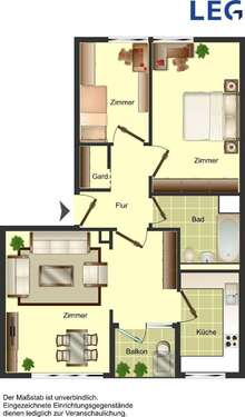 Foto - Wohnung zum Mieten in Düsseldorf 749,00 € 68.12 m²