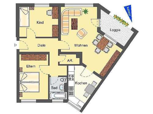 Foto - Wohnung zum Mieten in Detmold 549,00 € 75 m²