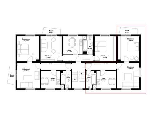 Foto - Wohnung zum Mieten in Sinntal 450,00 € 56.7 m²