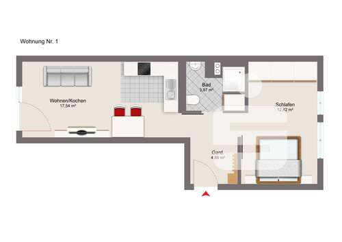 Foto - Wohnung zum Mieten in Passau 535,78 € 38.81 m²