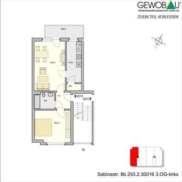 Foto - Wohnung zum Mieten in Essen 245,53 € 55.96 m²