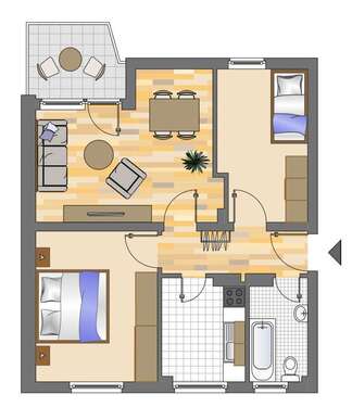 Foto - Wohnung zum Mieten in Siegen 349,00 € 58.57 m²