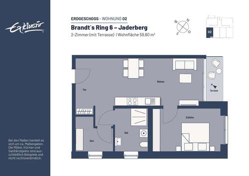Foto - Wohnung zum Mieten in Jade 435,08 € 59.6 m²