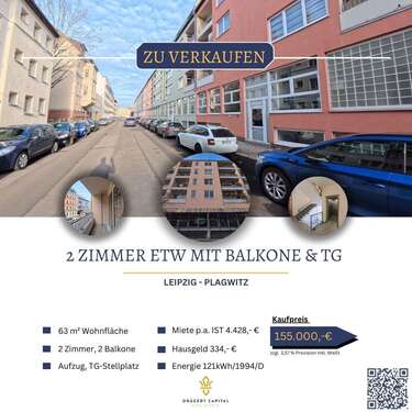 Foto - Wohnung zum Kaufen in Leipzig 155.000,00 € 62.64 m²
