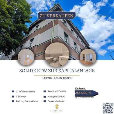 Foto - Wohnung zum Kaufen in Leipzig Dölitz-Dösen 255.000,00 € 76.69 m²