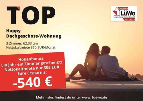 Foto - Wohnung zum Mieten in Lüdenscheid 350,00 € 62.22 m²