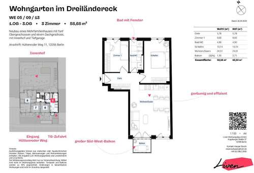 Foto - Wohnung zum Kaufen in Berlin 530.000,00 € 58.68 m²