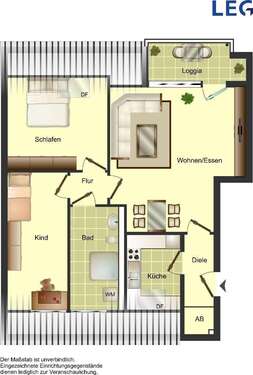 Foto - Wohnung zum Mieten in Düsseldorf 1.079,00 € 76.54 m²