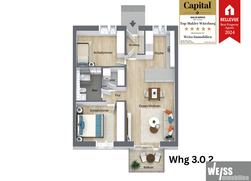 Foto - Wohnung zum Kaufen in Hilpoltstein 394.687,00 € 78.7 m²