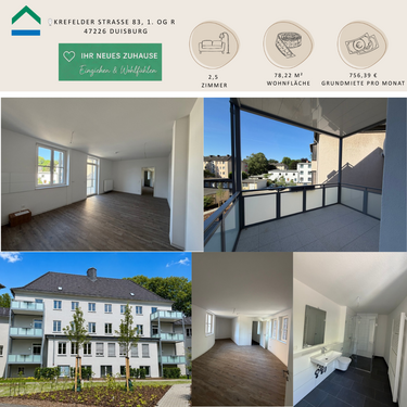 Foto - Wohnung zum Mieten in Duisburg 756,39 € 78.22 m²