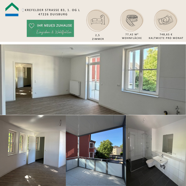 Foto - Wohnung zum Mieten in Duisburg 748,65 € 77.42 m²