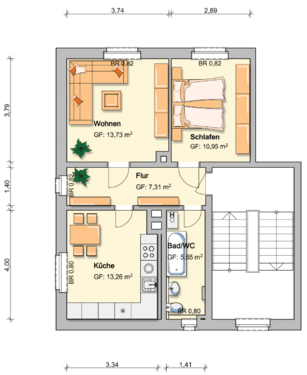 Foto - Wohnung zum Mieten in Werdau 300,00 € 50 m²