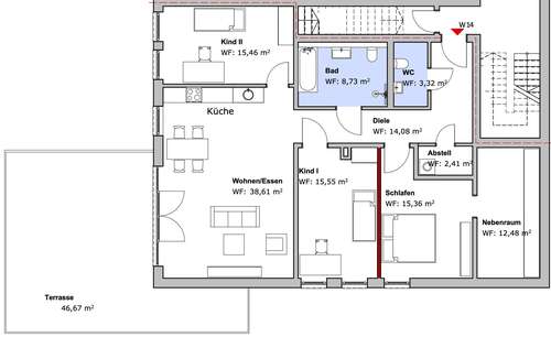 Foto - Wohnung zum Mieten in Hattingen 1.856,52 € 137.52 m²