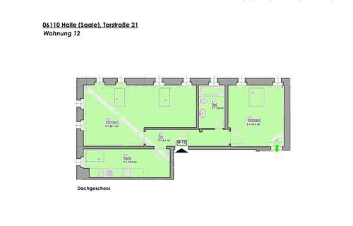 Foto - Wohnung zum Mieten in Halle 495,00 € 62.8 m²