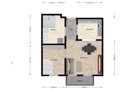 Foto - Wohnung zum Kaufen in Teltow 150.000,00 € 40.38 m²