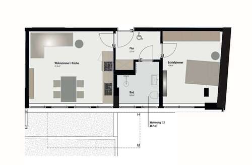 Foto - Wohnung zum Mieten in Aachen 677,67 € 46.1 m²