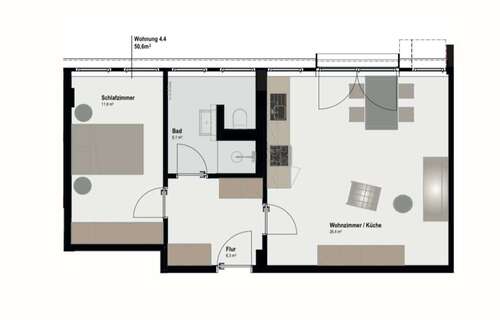 Foto - Wohnung zum Mieten in Aachen 733,70 € 50.6 m²