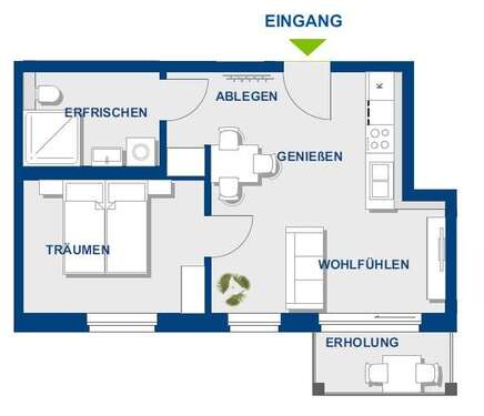 Foto - Wohnung zum Mieten in Berlin 1.110,00 € 42.7 m²