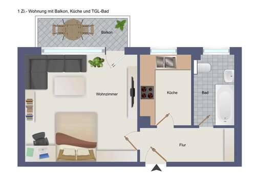 Foto - Wohnung zum Kaufen in Frankfurt 229.000,00 € 43.82 m²